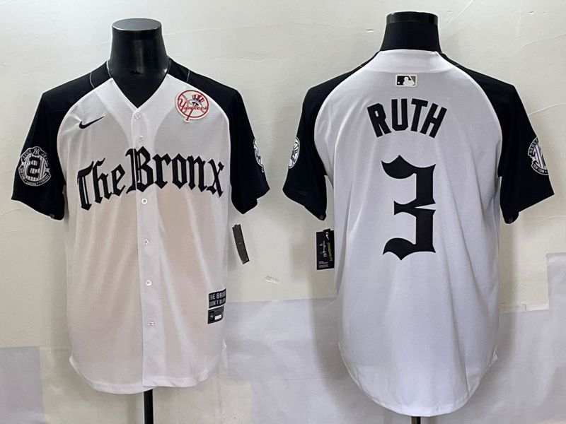 Men 2025 New York Yankees #3 Ruth White black Five generations Joint Name Nike MLB Jersey style 58->new york yankees->MLB Jersey